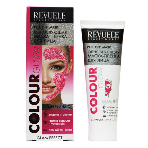 Revuele Color Glow Complex AHA+Q10 face peel-off mask 80 ml